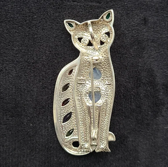 Sterling Silver Cat Pendant/brooch Vintage - Picture 4 of 5